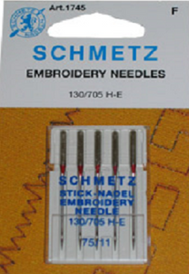 SCHMETZ NEEDLES 1745 EMBROIDERY Size 11/75 Sewing Machine