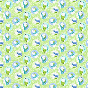 SNOW BEARS F21711 73 Lime Bear Cameos Flannel Northcott