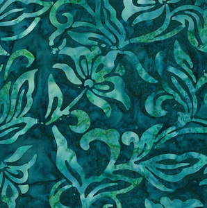 ALILAH BATIK 80266 64 Flowers Teal Banyan Batiks