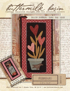 BMB1207 BASIN BANNERS February Heart Flowers Buttermilk Basin