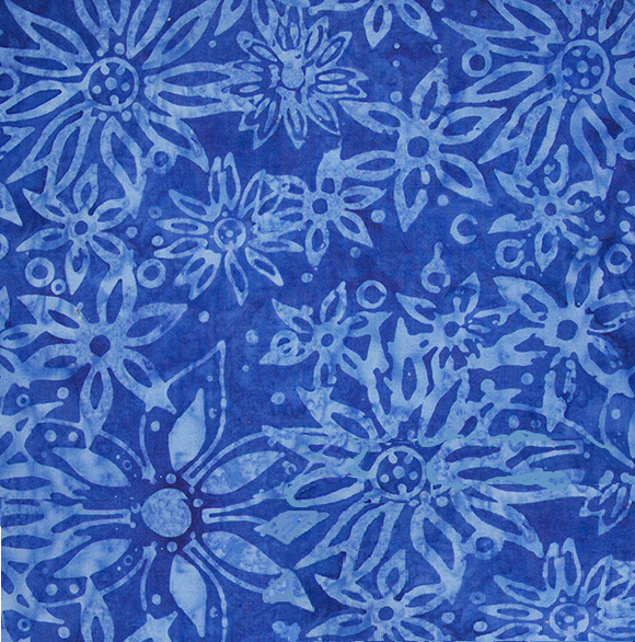 BOHO BEACH BATIK 80213 45 Tropical Flowers Royal Blue  Banyan Batiks