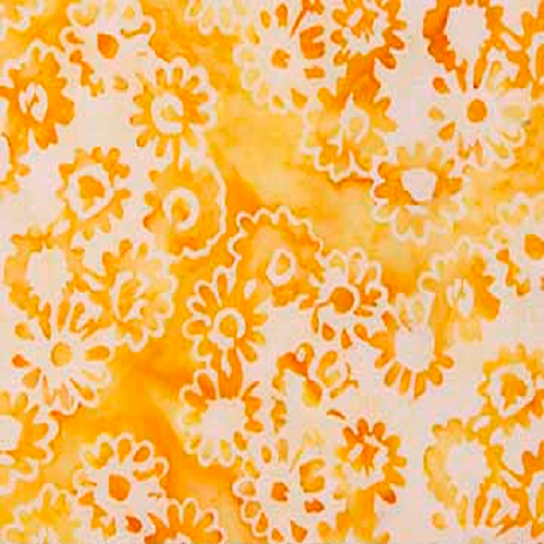 DAISY CHAIN BATIK 80130 53 Daisy Clusters Orange Yellow Banyan Batik