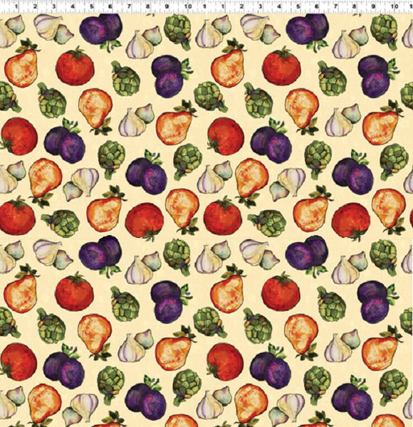 JUST COOKIN’ Y1303 2 Vegetable Toss Light Creme Sue Zipkin Clothworks