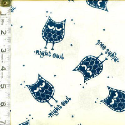 LITTLE THINGS 14090 21 Goodnight Owls Night Sky Blue Errin Turnmire MODA Organic Cotton