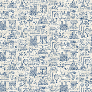 PARIS 22357 44 Allover Print Blue Northcott