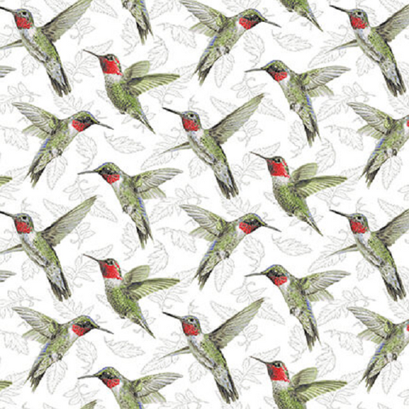 POPPY MEADOWS 1991 16 White Hummingbirds Henry Glass