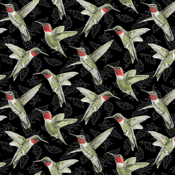 POPPY MEADOWS 1991 96 Black Hummingbirds Henry Glass
