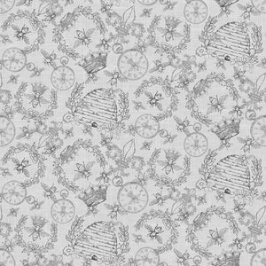 QUEEN BEE 23313 K Bees Grey Tara Reed Quilting Treasures