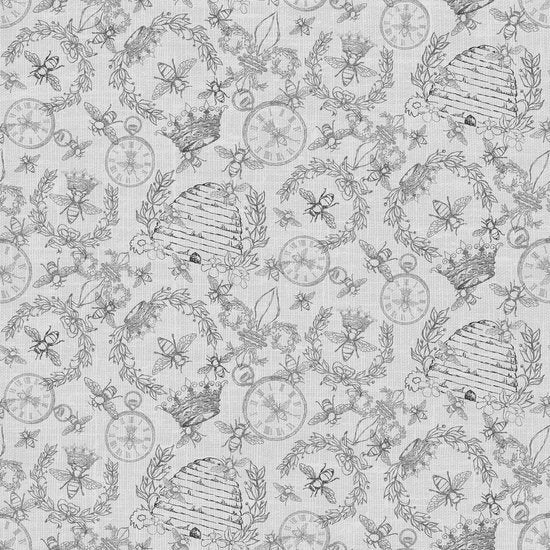 QUEEN BEE 23313 K Bees Grey Tara Reed Quilting Treasures