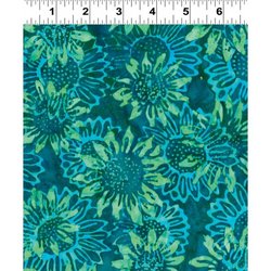 BOTANICA 2 FB019 105 Floral Dk Teal Batiks Clothworks