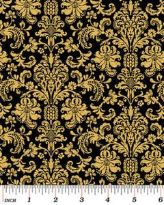 HOME FOR THE HOLIDAYS 3265 12 Gold Black Michele D’Amore Benartex