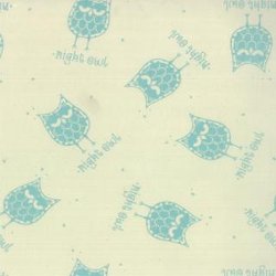 LITTLE THINGS 14090 11 Goodnight Owls Aqua Errin Turnmire MODA Organic Cotton