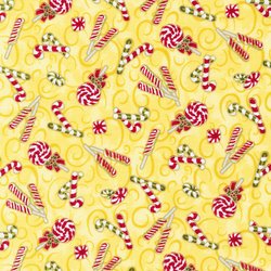 NUTCRACKER CHRISTMAS 120 7542 Christmas Candy Yellow Fabri-Quilt