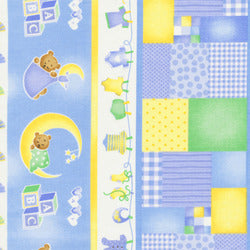 SLEEPY TIME FLANNEL 140 224 Border Stripe Blue Fabri-Quilt