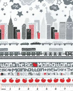 THE BIG APPLE 5856 10 Skyline Grey & Red Kanvas