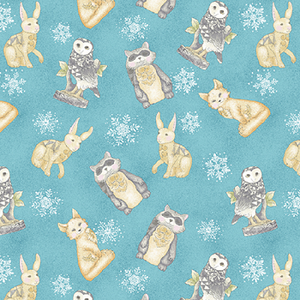 WHITE WOODLAND 6647 80 Animals Turquoise Benartex