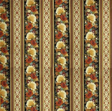 ZEN CM5113 Peony Border Stripe Black Metallic Timeless Treasures